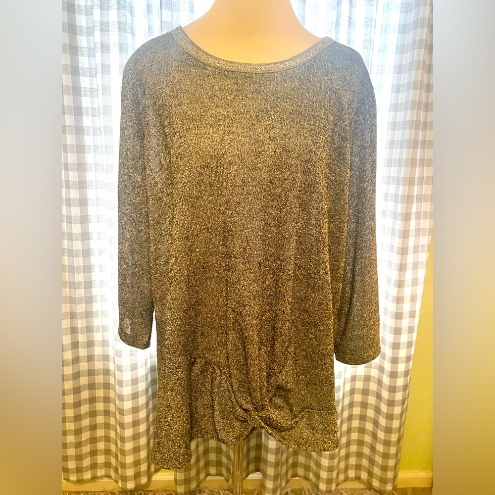 Sparkly Silver Top with Rhinestone Collar